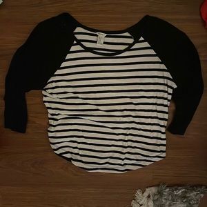 Longer crop top with 3/4 sleeves